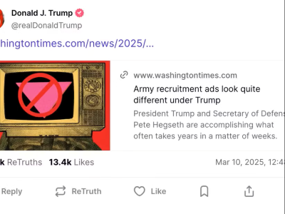 Trump compartilha símbolo nazista transfóbico