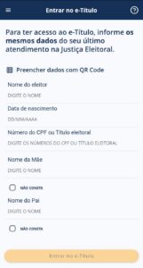 Página de preenchimento dos dados do usuário para ter acesso ao e-Título